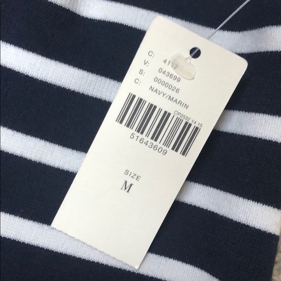 Anthropologie Navy Striped Off the Shoulder Top - Picture 3 of 4